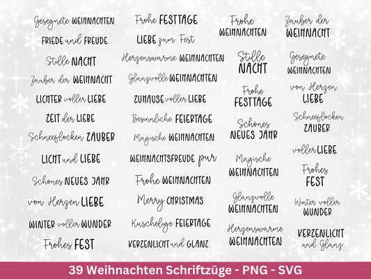 Weihnachten Schriftzüge Bundle – Plotterdatei & Laserdatei – Sprüche SVG PNG – Weihnachts Spruch Deko – Cricut Silhouette DIY Geschenkidee