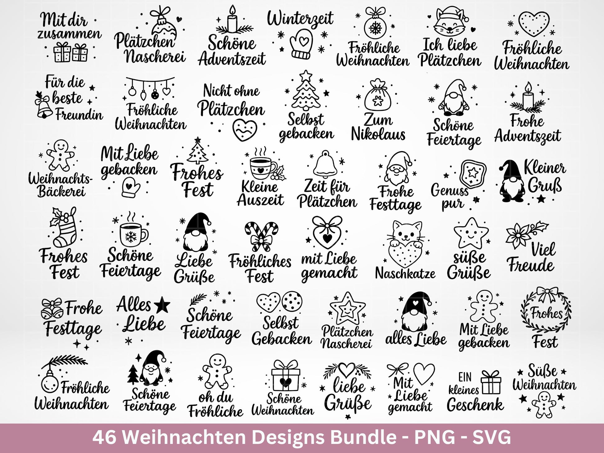 Weihnachten Sprüche Bundle – Plotterdatei & Digistamp – Laserdatei SVG PNG – Weihnachts Sprüche und Plätzchenmotive – Cricut Silhouette DIY