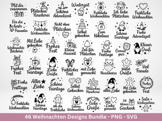 Weihnachten Sprüche Bundle – Plotterdatei & Digistamp – Laserdatei SVG PNG – Weihnachts Sprüche und Plätzchenmotive – Cricut Silhouette DIY
