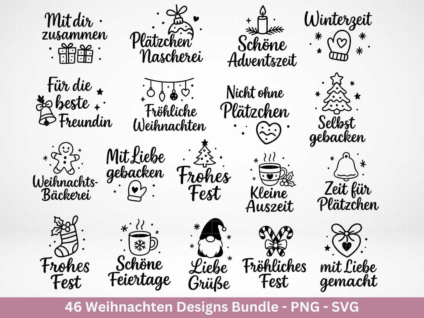 Weihnachten Sprüche Bundle – Plotterdatei & Digistamp – Laserdatei SVG PNG – Weihnachts Sprüche und Plätzchenmotive – Cricut Silhouette DIY