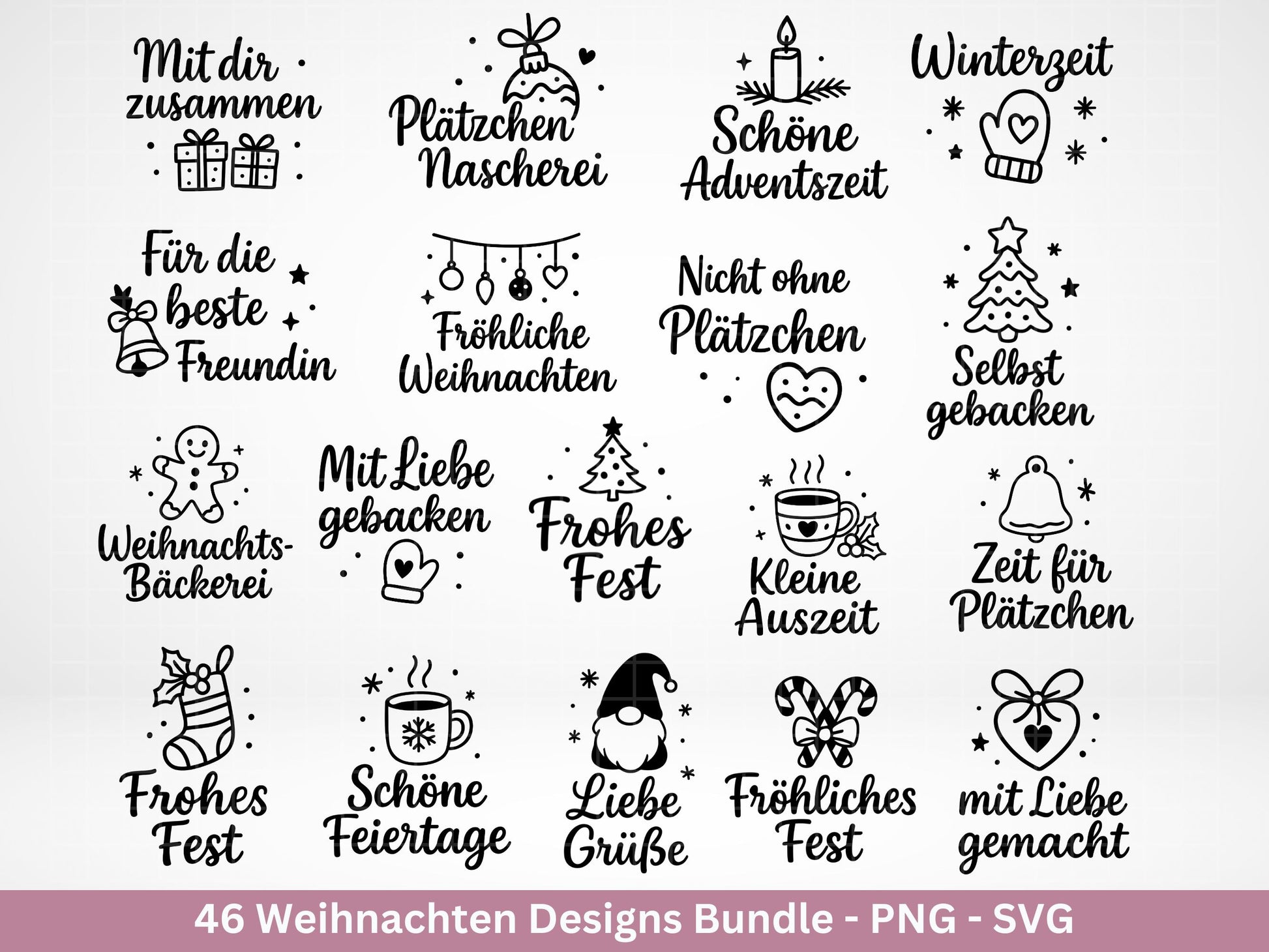 Weihnachten Sprüche Bundle – Plotterdatei & Digistamp – Laserdatei SVG PNG – Weihnachts Sprüche und Plätzchenmotive – Cricut Silhouette DIY