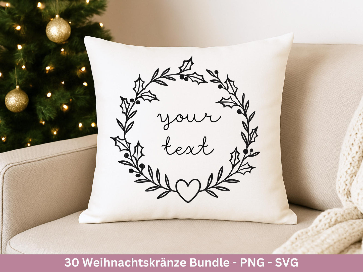 Weihnachtskränze SVG Bundle – Plotterdatei und Laserdatei | Kranz & Adventskranz Rahmen, Line Art | PNG | Cricut Silhouette | Geschenkidee