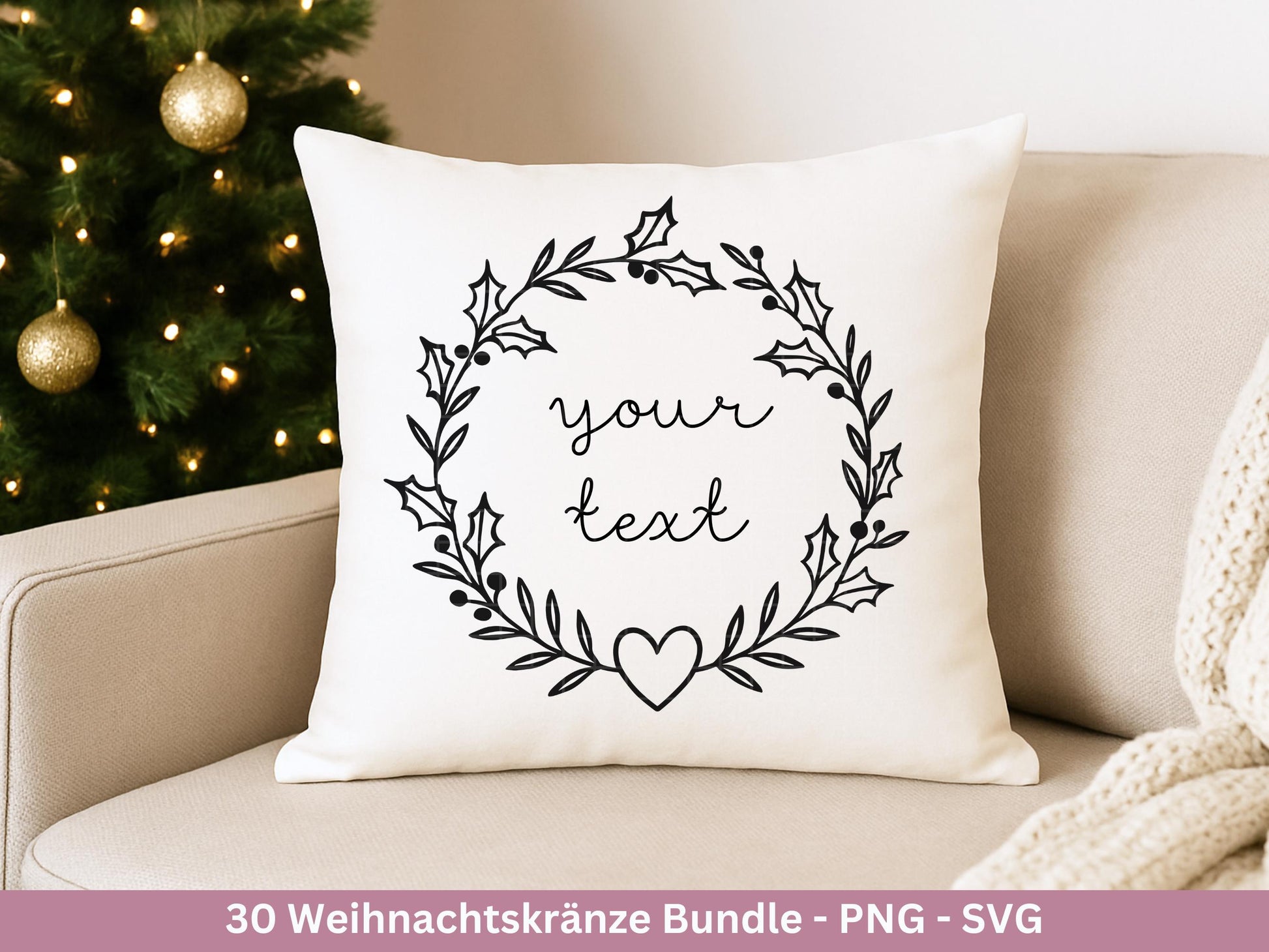 Weihnachtskränze SVG Bundle – Plotterdatei und Laserdatei | Kranz & Adventskranz Rahmen, Line Art | PNG | Cricut Silhouette | Geschenkidee