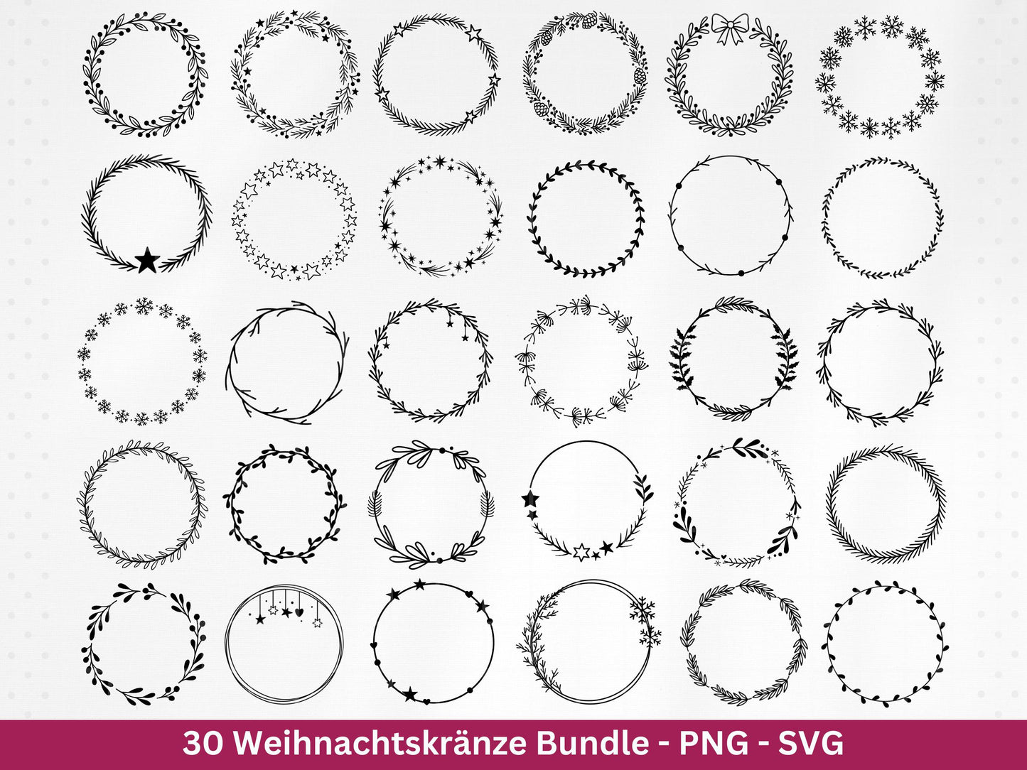 Weihnachtskränze SVG Bundle – Plotterdatei und Laserdatei | Kranz & Adventskranz Rahmen, Weihnachten | Cricut Silhouette | Geschenkidee