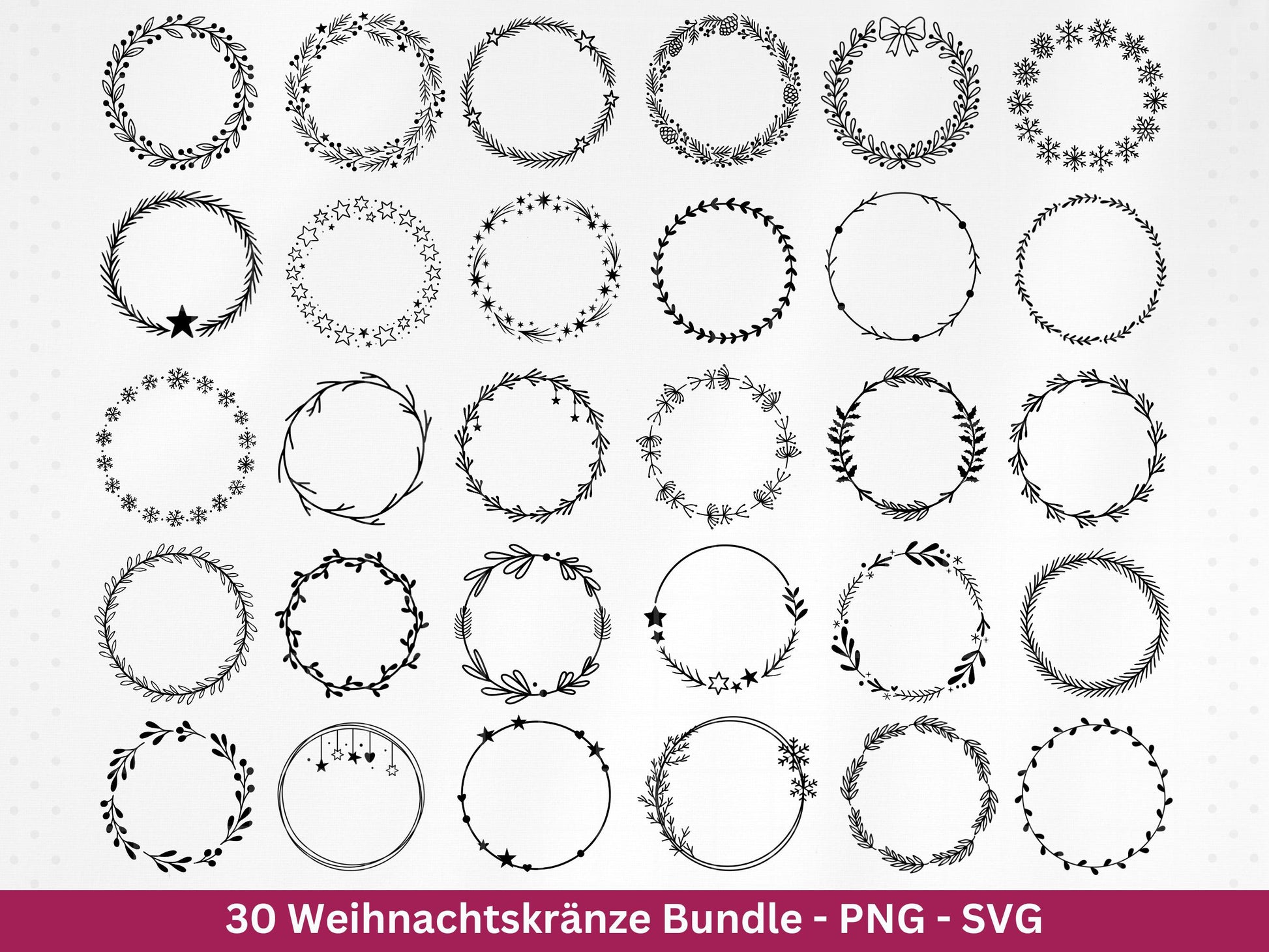 Weihnachtskränze SVG Bundle – Plotterdatei und Laserdatei | Kranz & Adventskranz Rahmen, Weihnachten | Cricut Silhouette | Geschenkidee
