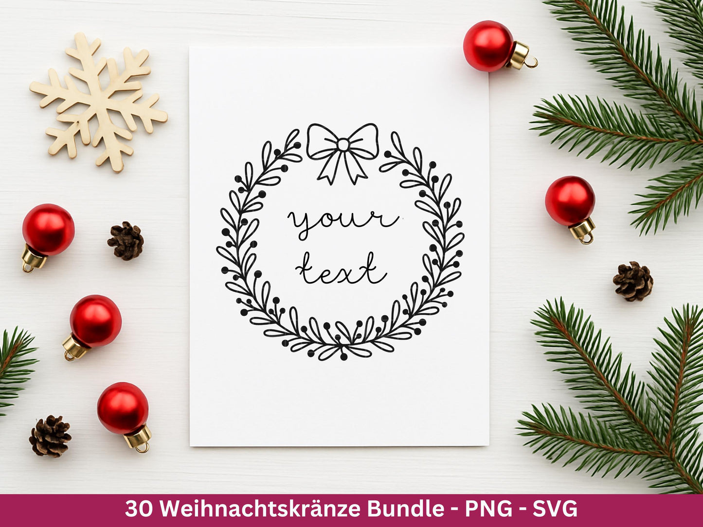 Weihnachtskränze SVG Bundle – Plotterdatei und Laserdatei | Kranz & Adventskranz Rahmen, Weihnachten | Cricut Silhouette | Geschenkidee