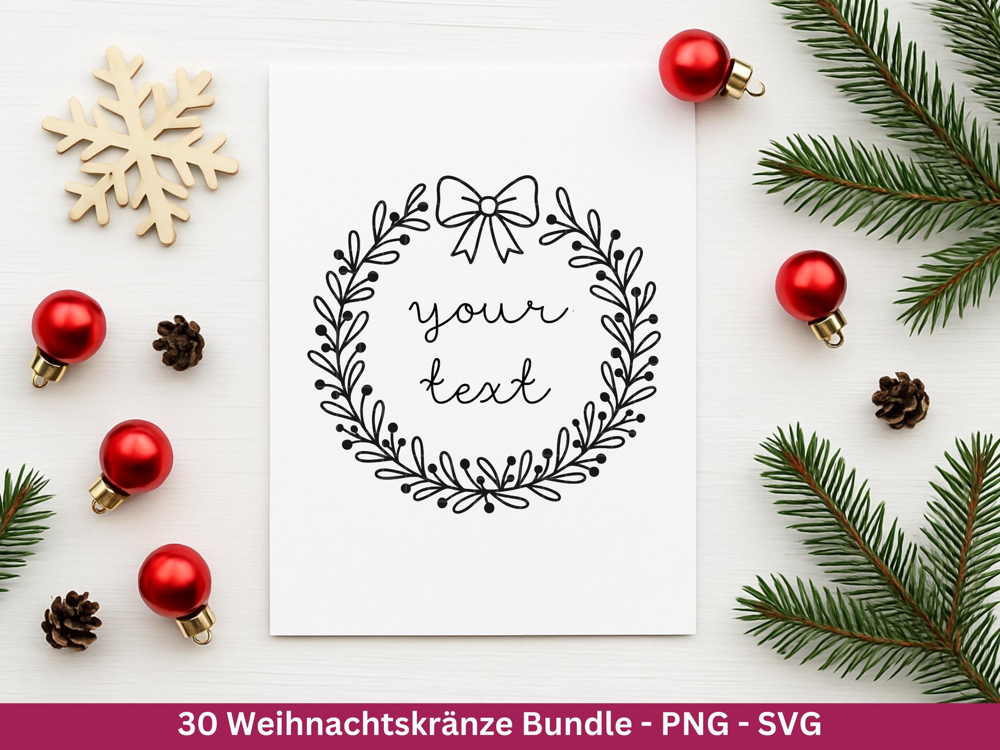 Weihnachtskränze SVG Bundle – Plotterdatei und Laserdatei | Kranz & Adventskranz Rahmen, Weihnachten | Cricut Silhouette | Geschenkidee