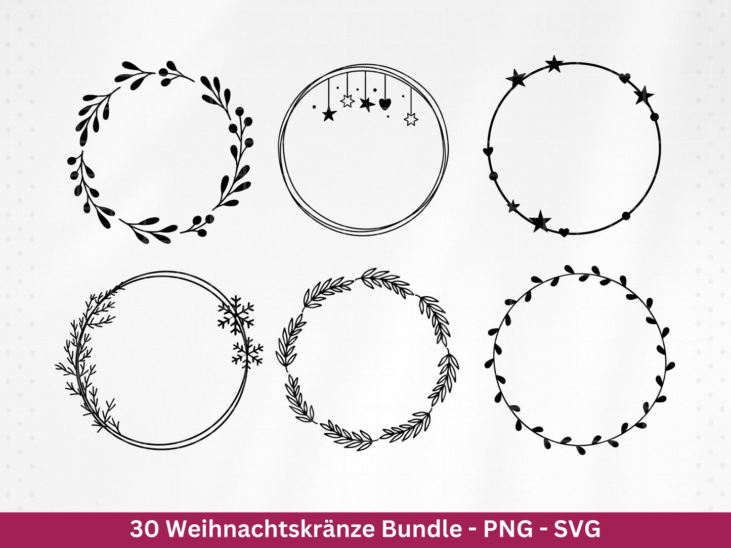 Weihnachtskränze SVG Bundle – Plotterdatei und Laserdatei | Kranz & Adventskranz Rahmen, Weihnachten | Cricut Silhouette | Geschenkidee