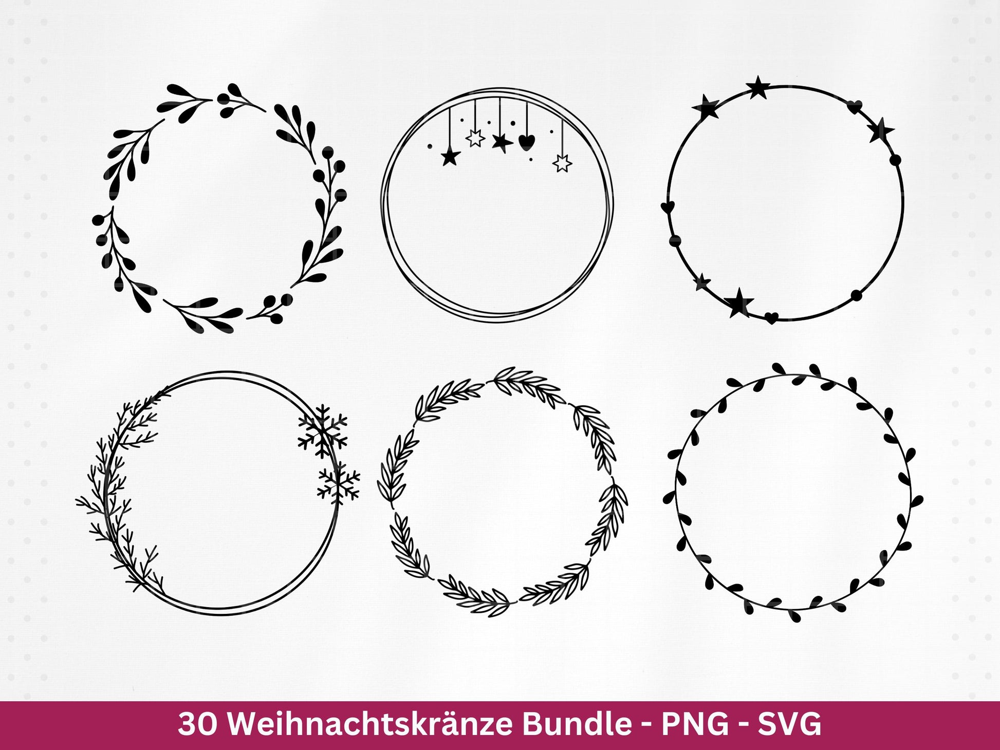 Weihnachtskränze SVG Bundle – Plotterdatei und Laserdatei | Kranz & Adventskranz Rahmen, Weihnachten | Cricut Silhouette | Geschenkidee