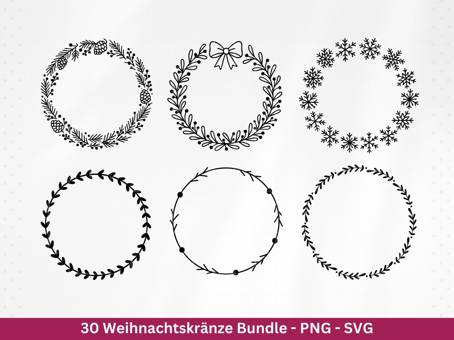 Weihnachtskränze SVG Bundle – Plotterdatei und Laserdatei | Kranz & Adventskranz Rahmen, Weihnachten | Cricut Silhouette | Geschenkidee