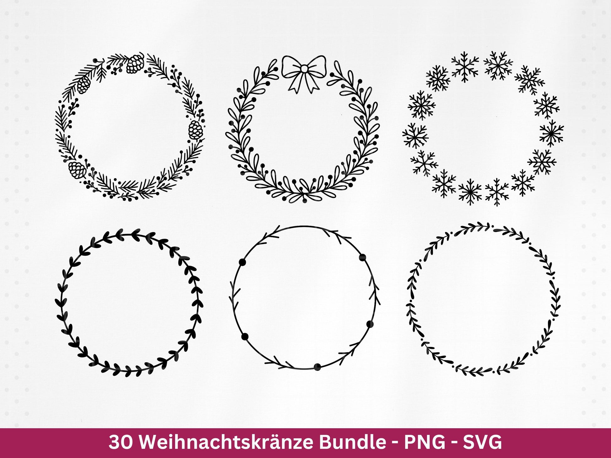 Weihnachtskränze SVG Bundle – Plotterdatei und Laserdatei | Kranz & Adventskranz Rahmen, Weihnachten | Cricut Silhouette | Geschenkidee