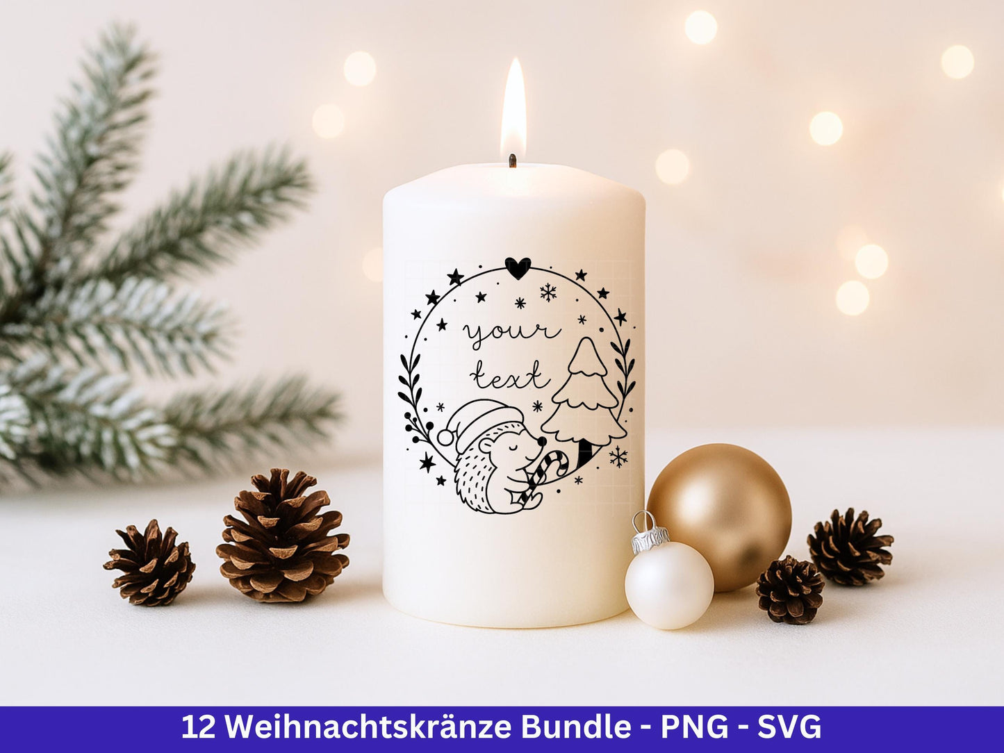 Weihnachtskränze SVG Bundle – Plotterdatei und Laserdatei | Kranz und Adventskranz Rahmen, Tiere | Cricut Datei | Geschenkidee Weihnachten