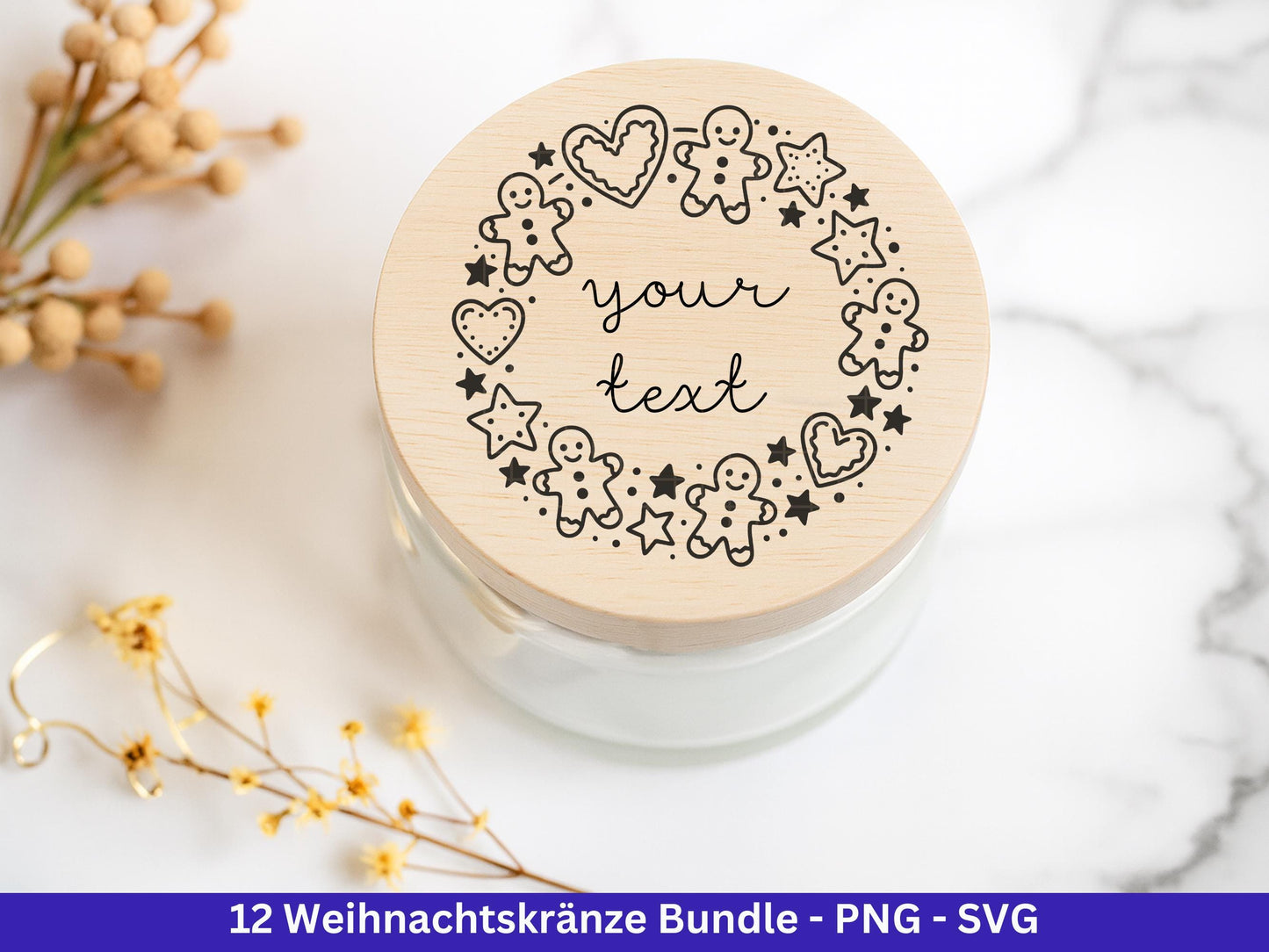 Weihnachtskränze SVG Bundle – Plotterdatei und Laserdatei | Kranz und Adventskranz Rahmen, Tiere | Cricut Datei | Geschenkidee Weihnachten