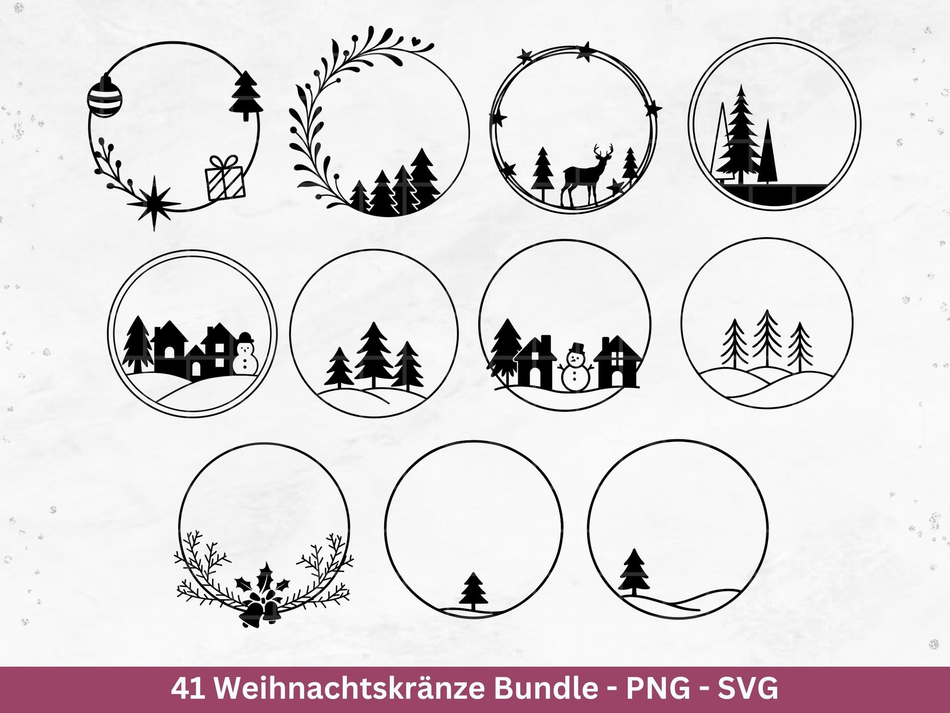 Weihnachtskränze SVG Bundle – Plotterdatei und Laserdatei | Kranz & Adventskranz Rahmen, Weihnachten | Cricut Silhouette | Geschenkidee