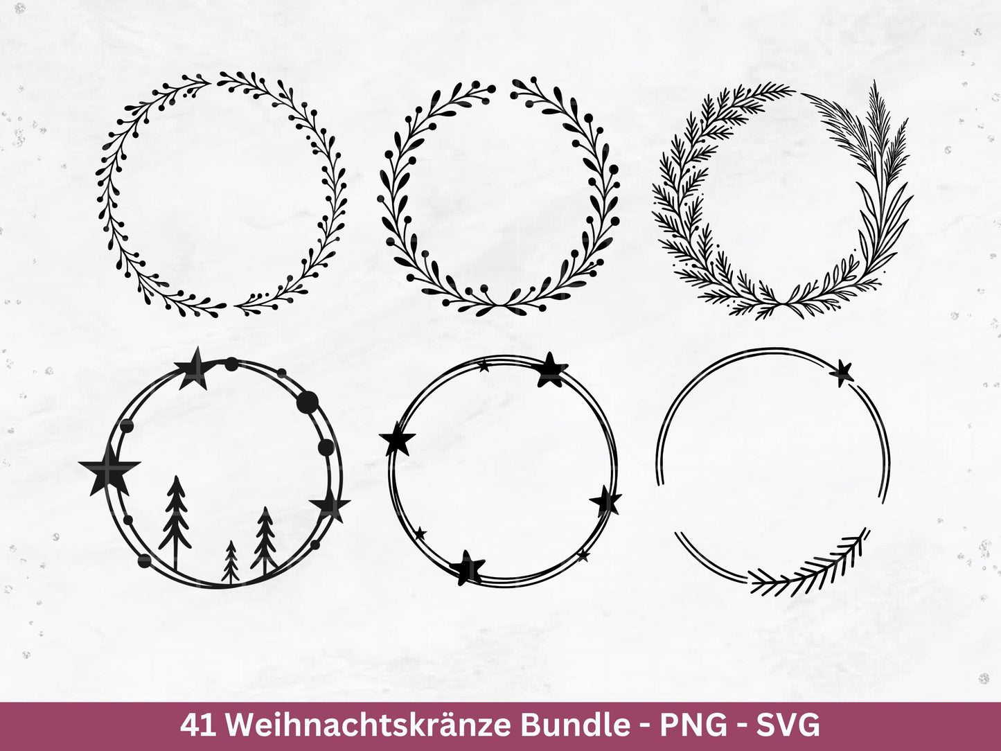 Weihnachtskränze SVG Bundle – Plotterdatei und Laserdatei | Kranz & Adventskranz Rahmen, Weihnachten | Cricut Silhouette | Geschenkidee