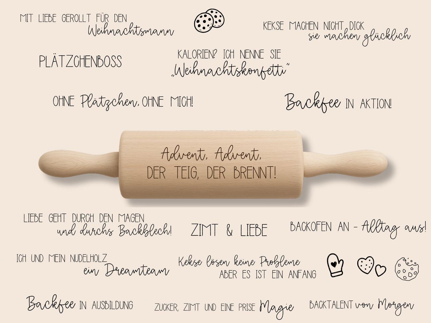Laserdatei & Plotterdatei Backen Sprüche – SVG PNG – Teigrolle Gravurdatei – Plätzchen Backen Küche Deko – Geschenkidee Nudelholz Cricut