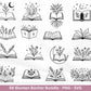 Blumenbuch SVG – Buch-SVG Bundle | Plotterdatei und Laserdatei | Offenes Buch mit Blumen/Wildblumen | Buchliebhaber | PNG Cricut Silhouette