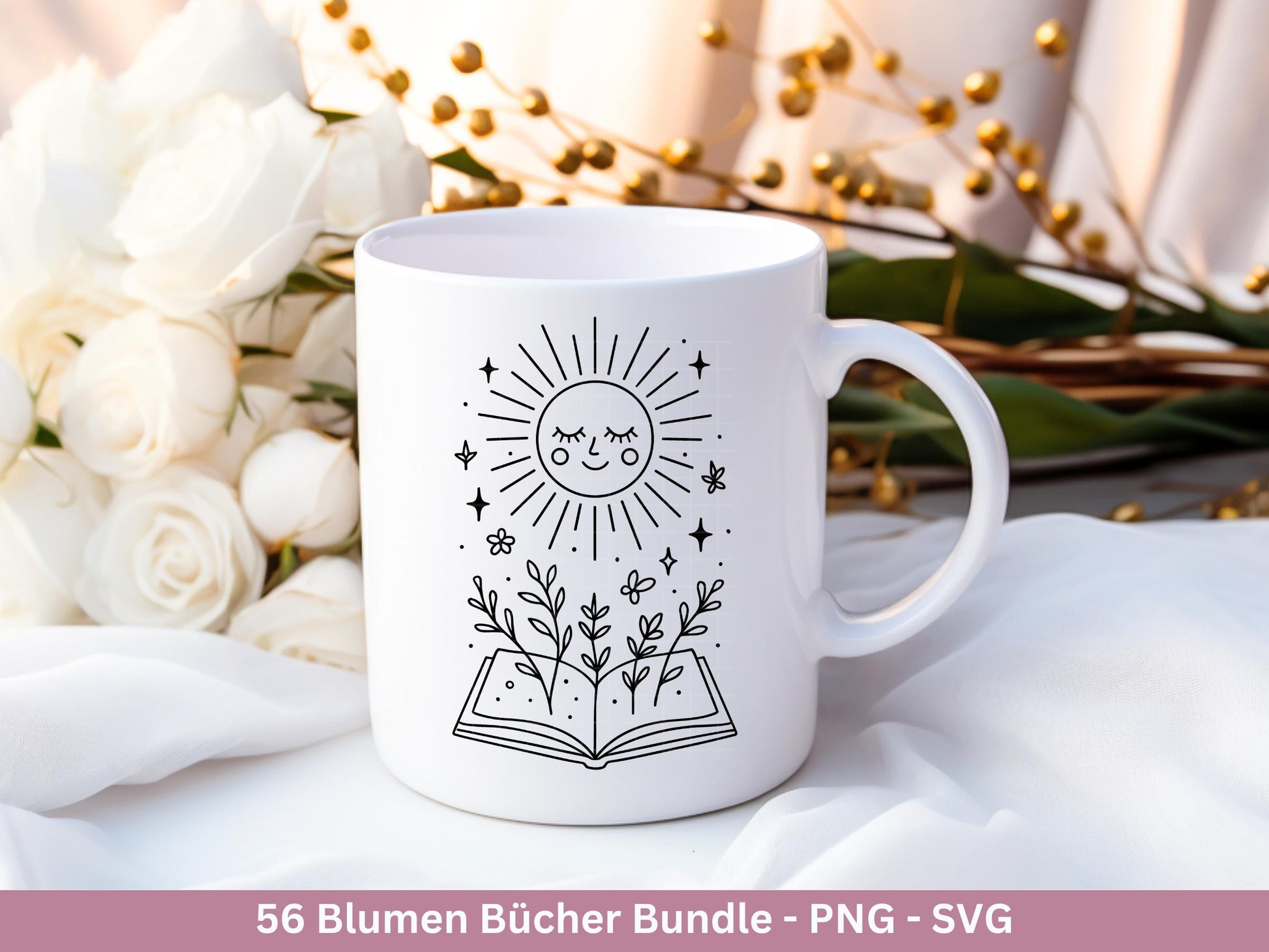 Blumenbuch SVG – Buch-SVG Bundle | Plotterdatei und Laserdatei | Offenes Buch mit Blumen/Wildblumen | Buchliebhaber | PNG Cricut Silhouette