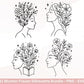 Blumen Frauen Silhouette SVG – Plotterdatei und Laserdatei | Boho Frau mit Blumen & Buch | PNG | Cricut Silhouette | Buchliebhaber Geschenk