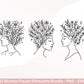 Blumen Frauen Silhouette SVG – Plotterdatei und Laserdatei | Boho Frau mit Blumen & Buch | PNG | Cricut Silhouette | Buchliebhaber Geschenk