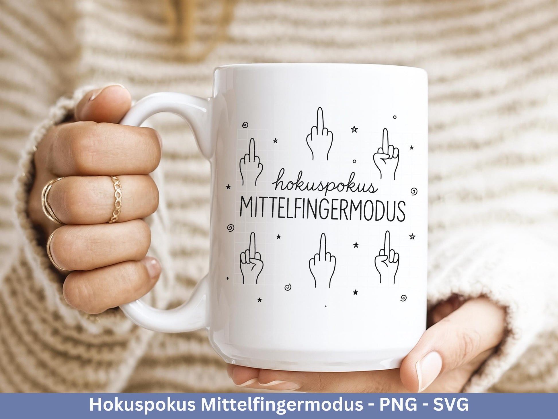 Hokuspokus Mittelfingermodus – Plotterdatei SVG und Laserdatei | Lustige Sprüche für Tasse/Beutel | Geschenk beste Freundin | Cricut