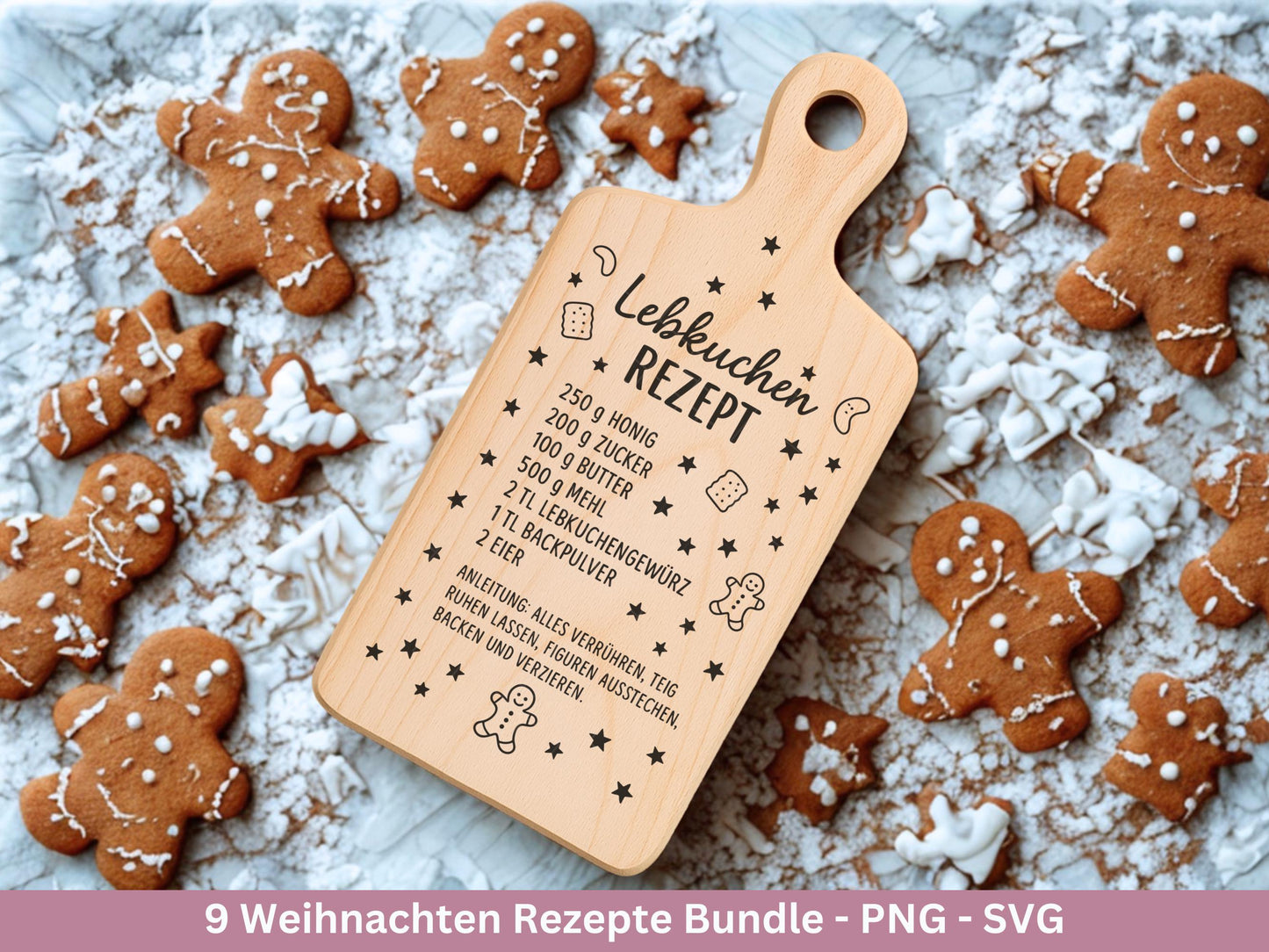 Plotterdatei & Laserdatei Weihnachtsrezepte – Rezepte SVG PNG – Glühwein Lebkuchen Bratapfel Winterpunsch – Weihnachten Geschenk Cricut