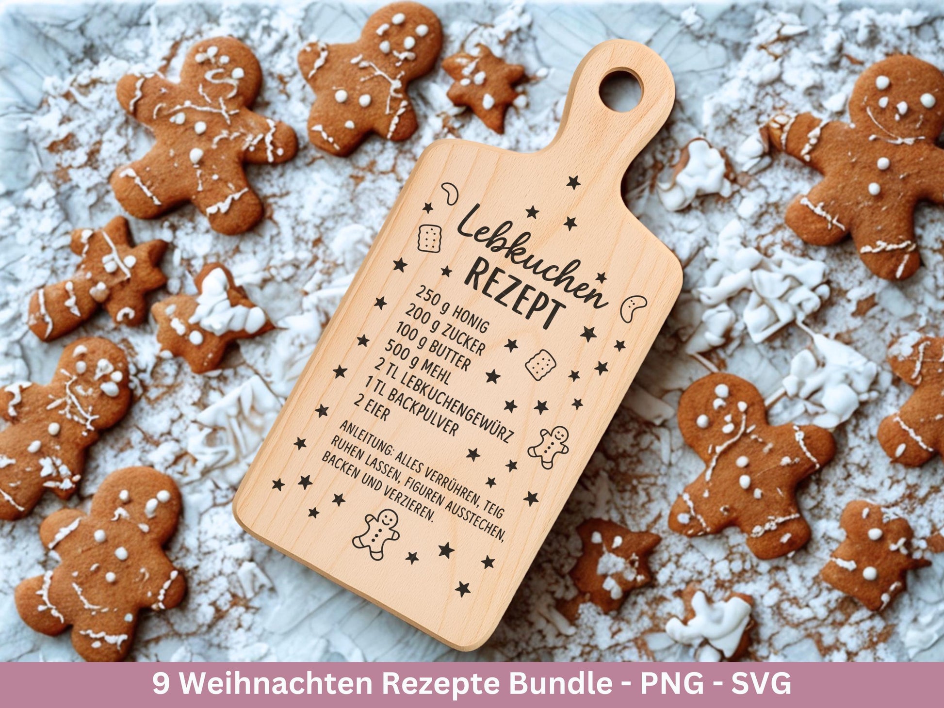 Plotterdatei & Laserdatei Weihnachtsrezepte – Rezepte SVG PNG – Glühwein Lebkuchen Bratapfel Winterpunsch – Weihnachten Geschenk Cricut
