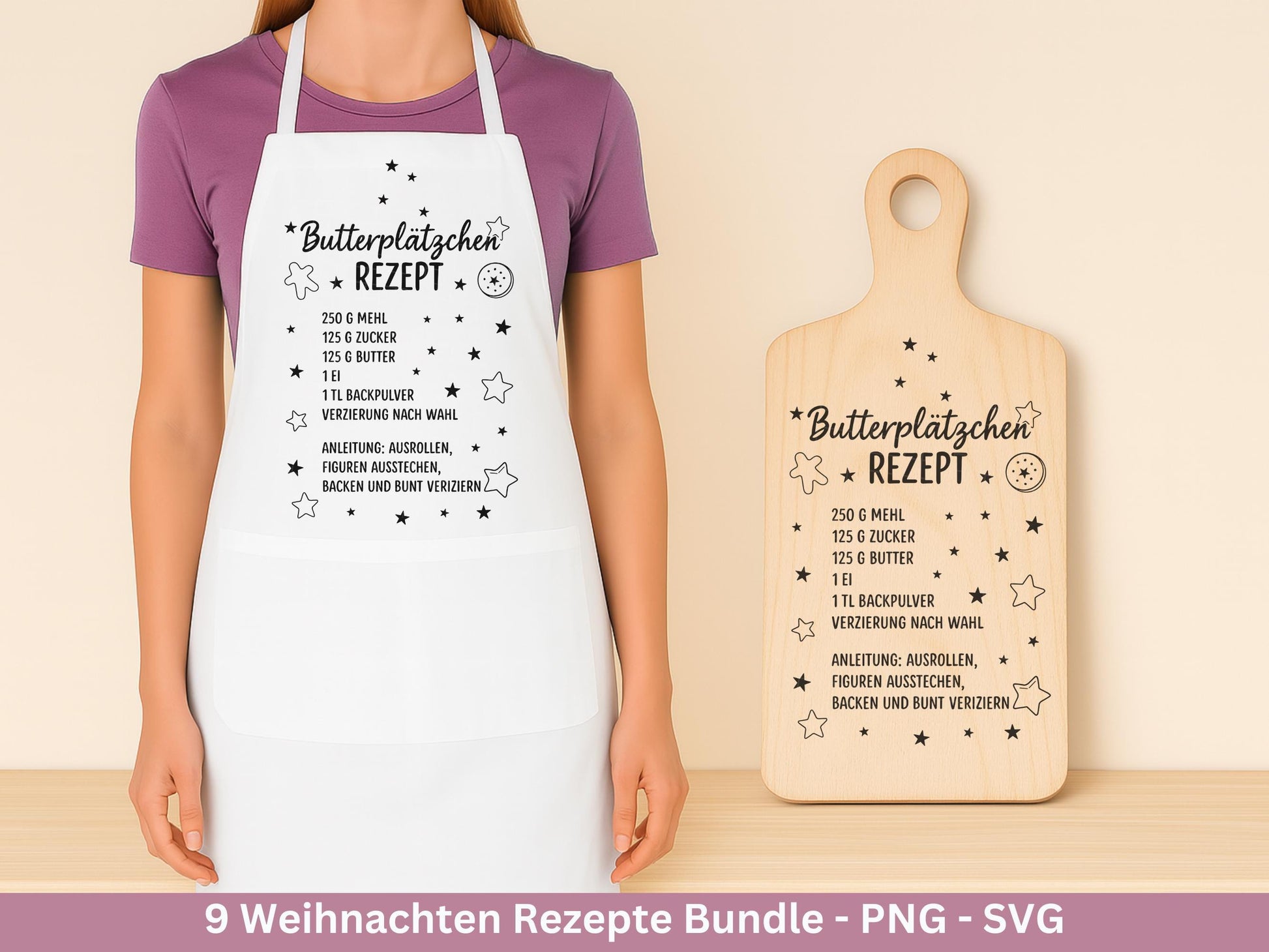 Plotterdatei & Laserdatei Weihnachtsrezepte – Rezepte SVG PNG – Glühwein Lebkuchen Bratapfel Winterpunsch – Weihnachten Geschenk Cricut