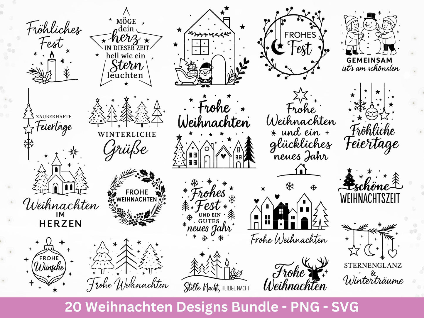 Weihnachten SVG Bundle – Deutsche Plotterdatei & Laserdatei | Frohe-Weihnachten Sprüche, Winter-Deko | PNG SVG | Cricut Silhouette – Diy