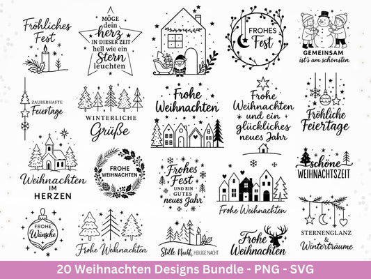 Weihnachten SVG Bundle – Deutsche Plotterdatei & Laserdatei | Frohe-Weihnachten Sprüche, Winter-Deko | PNG SVG | Cricut Silhouette – Diy