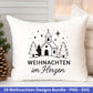 Weihnachten SVG Bundle – Plotterdatei & Laserdatei | Deutsche Sprüche Wintermotive (Kranz, Dorf, Kirche, Schneekugel) | PNG SVG | Cricut