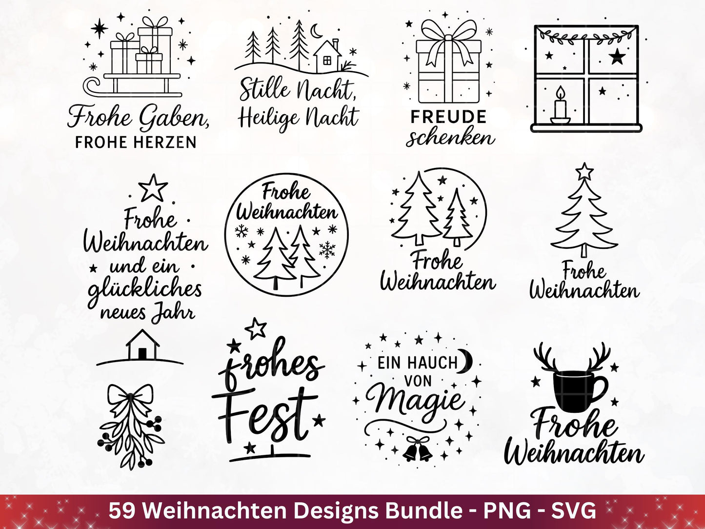 Weihnachten SVG Plotterdatei Bundle – Weihnachtshäuser | Weihnachten Laserdatei | Home SVG | Cricut SVG | Deutsch | Weihnachtsdeko | Winter