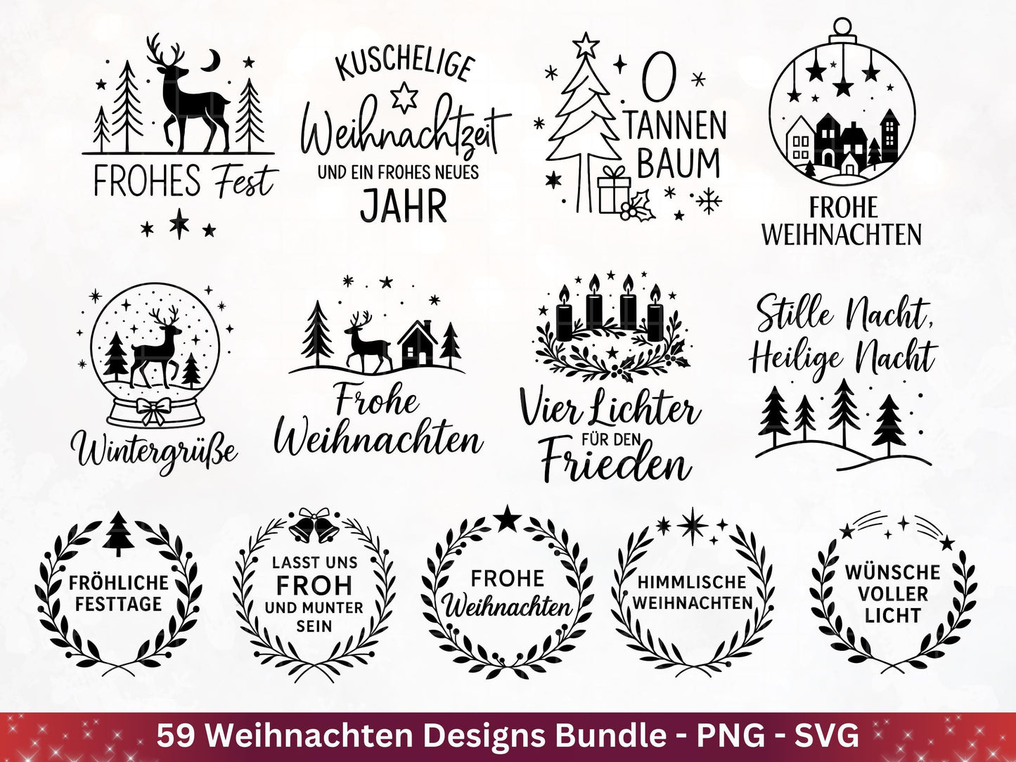 Weihnachten SVG Plotterdatei Bundle – Weihnachtshäuser | Weihnachten Laserdatei | Home SVG | Cricut SVG | Deutsch | Weihnachtsdeko | Winter