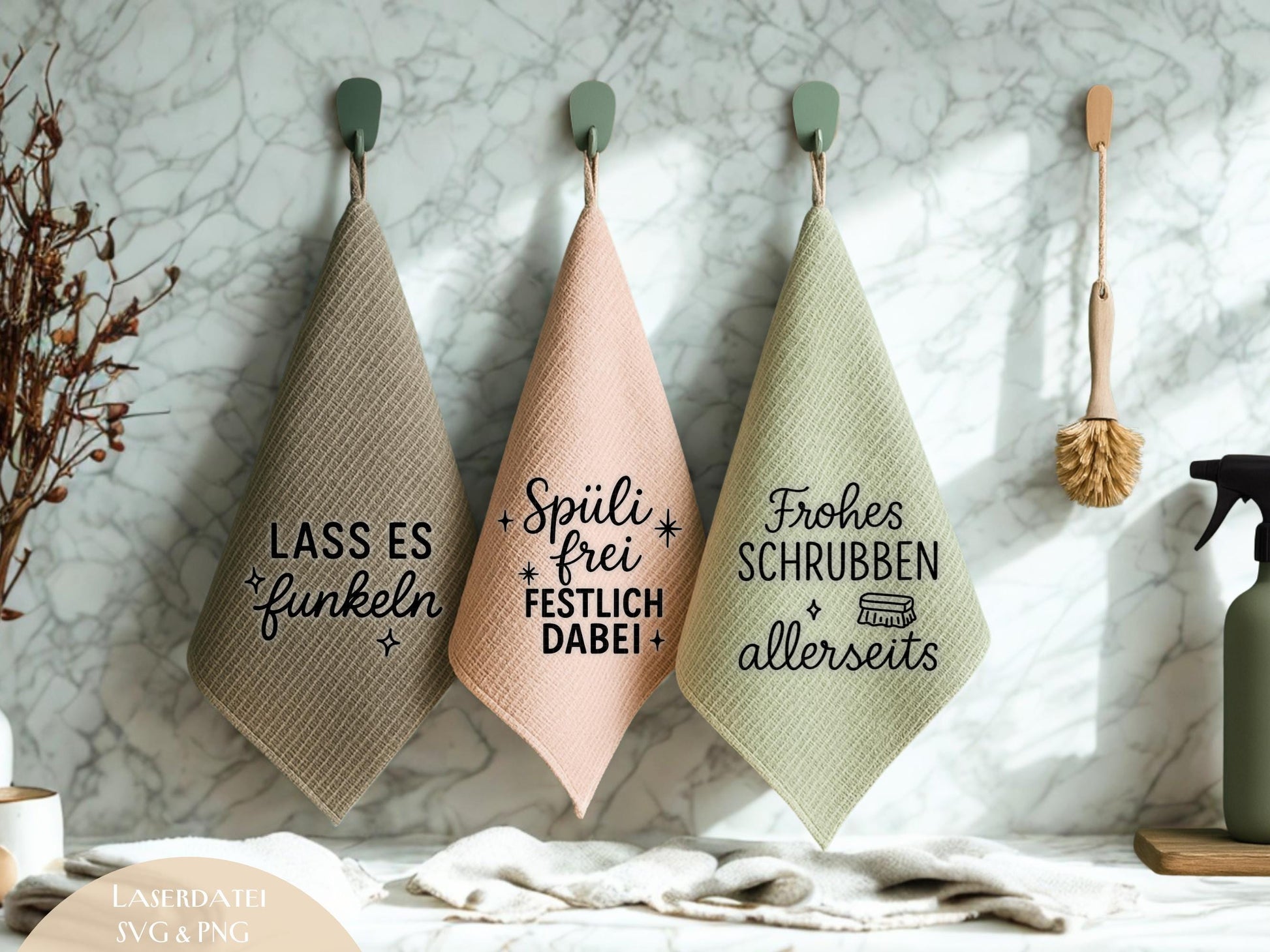 Putzlappen Sprüche – SVG-Datei | Plotterdatei und Laserdatei | Banderole Spüllappen/Waschlappen | Geschenkidee Küche | Weihnachten & Neujahr