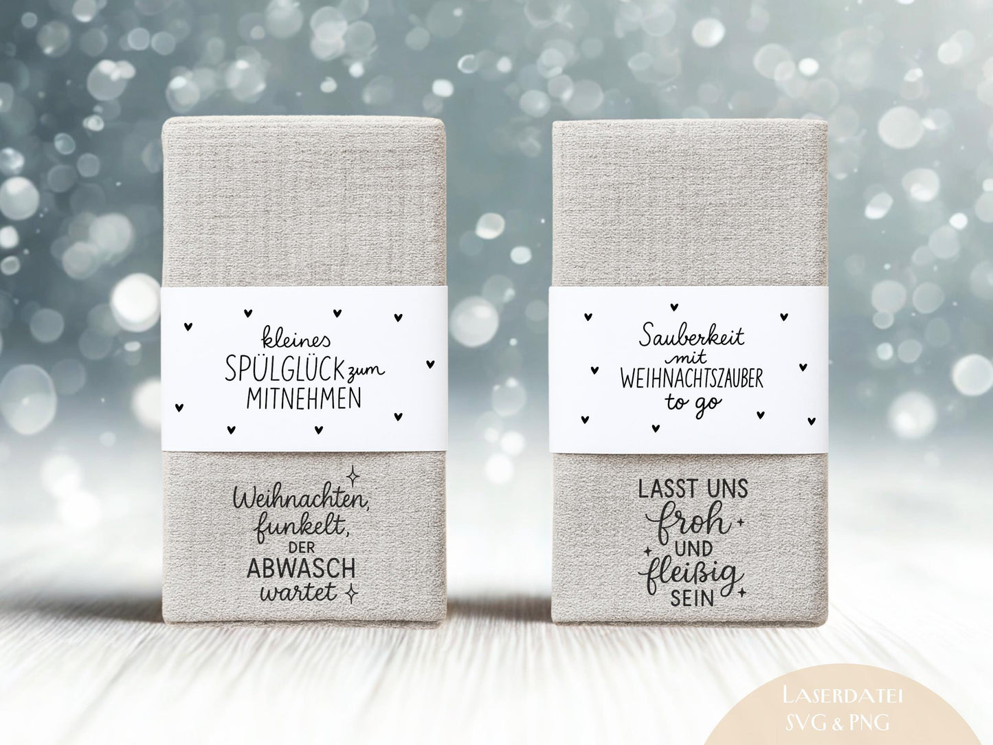 Putzlappen Sprüche – SVG-Datei | Plotterdatei und Laserdatei | Banderole Spüllappen/Waschlappen | Geschenkidee Küche | Weihnachten & Neujahr