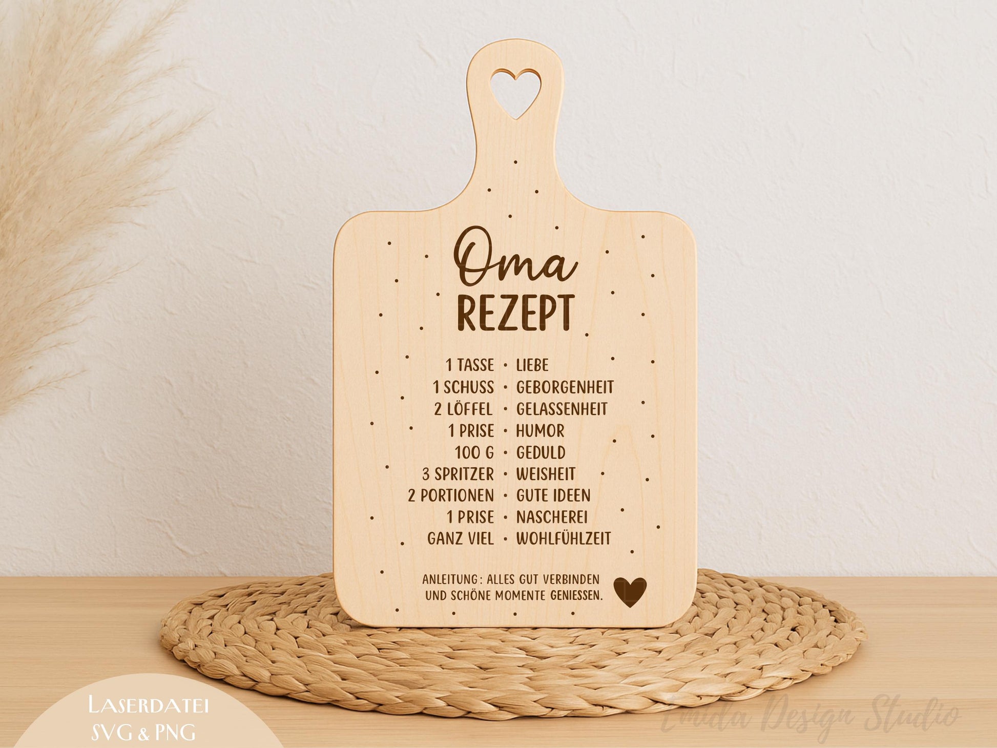 Oma Rezept SVG – Laserdatei Schneidebrett | Gravurdatei für Holz | Plotterdatei Cricut Silhouette | Küche Spruch | Kochen | Geschenkidee Oma