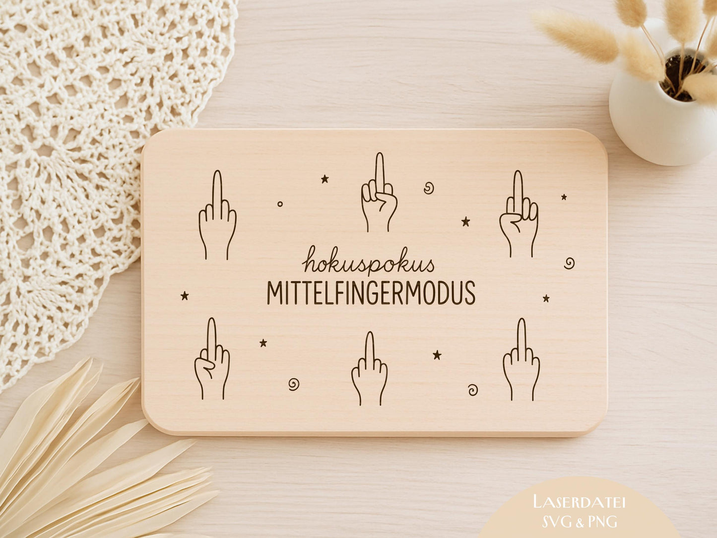 Laserdatei & Plotterdatei Hokuspokus Mittelfingermodus | SVG/PNG | Gravurdatei für Holz | Humor Küche | Lustige Sprüche Datei | Geschenkidee