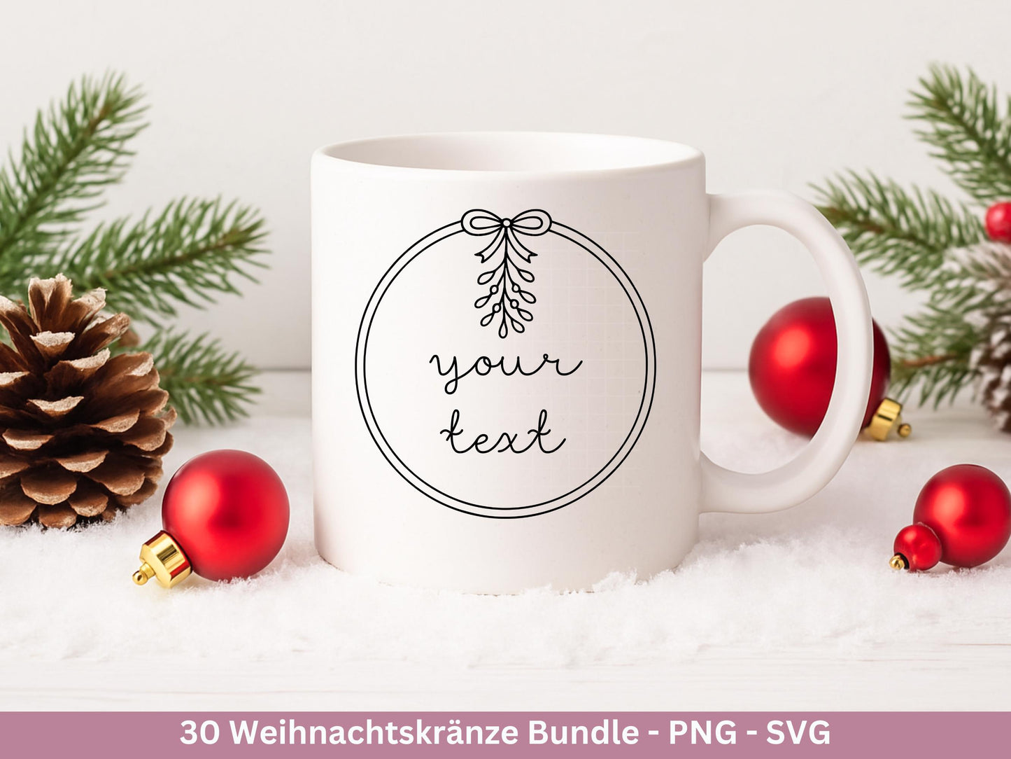 Weihnachtskränze SVG Bundle – Plotterdatei und Laserdatei | Kranz & Adventskranz Rahmen, Line Art | PNG | Cricut Silhouette | Geschenkidee