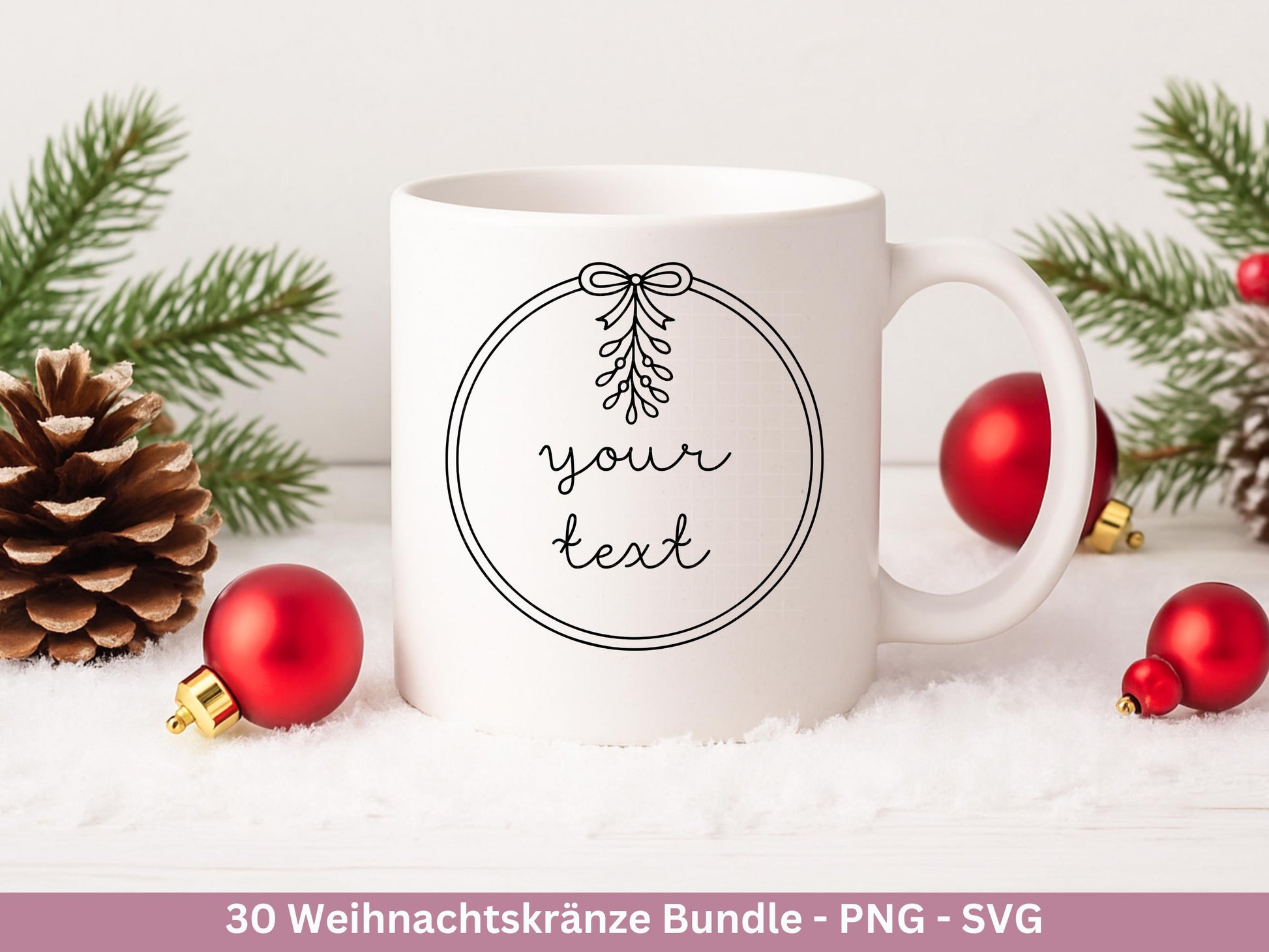 Weihnachtskränze SVG Bundle – Plotterdatei und Laserdatei | Kranz & Adventskranz Rahmen, Line Art | PNG | Cricut Silhouette | Geschenkidee