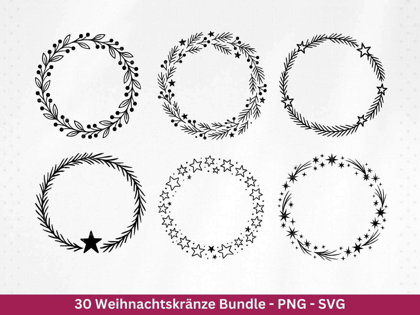 Weihnachtskränze SVG Bundle – Plotterdatei und Laserdatei | Kranz & Adventskranz Rahmen, Weihnachten | Cricut Silhouette | Geschenkidee