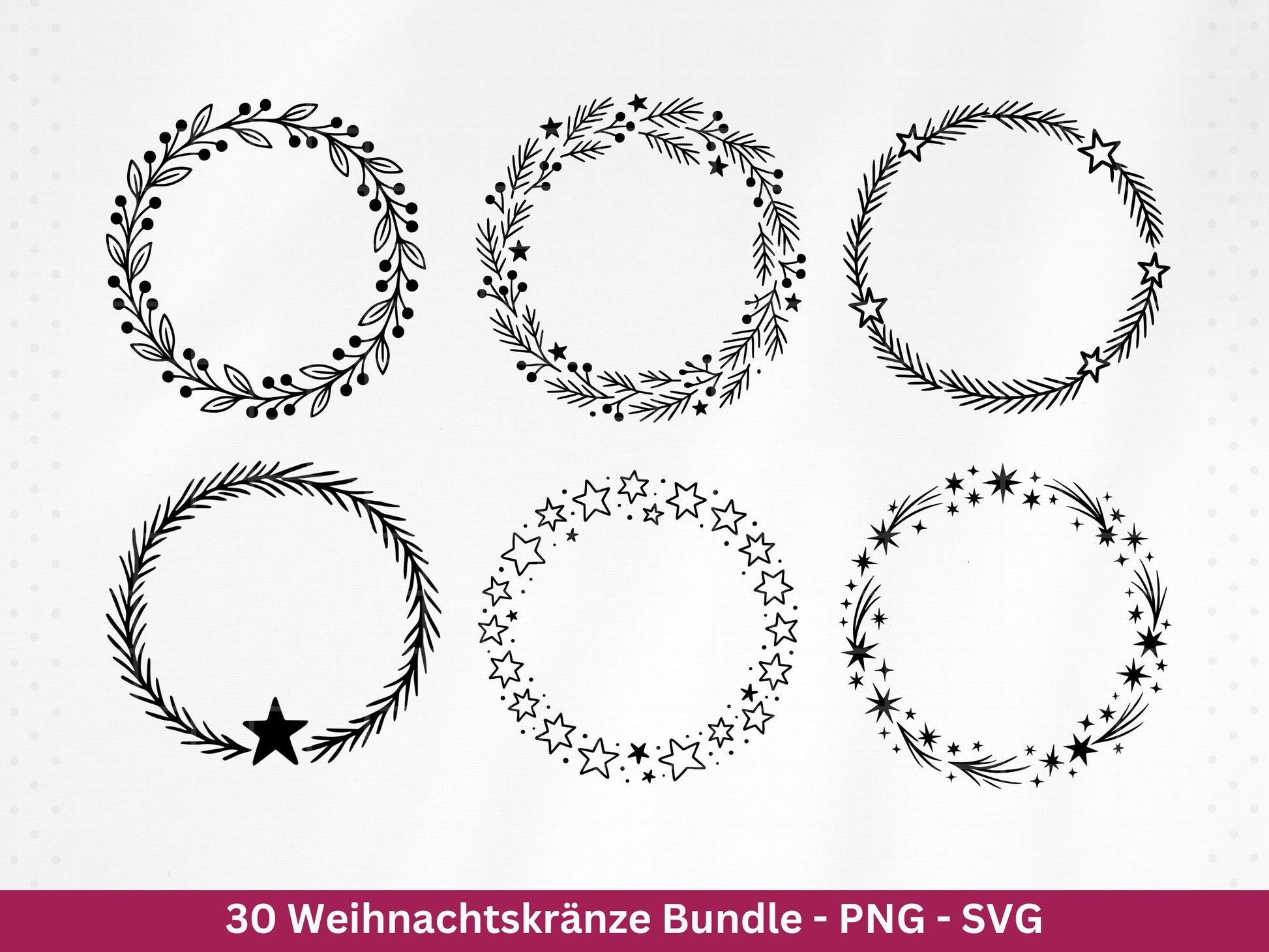 Weihnachtskränze SVG Bundle – Plotterdatei und Laserdatei | Kranz & Adventskranz Rahmen, Weihnachten | Cricut Silhouette | Geschenkidee
