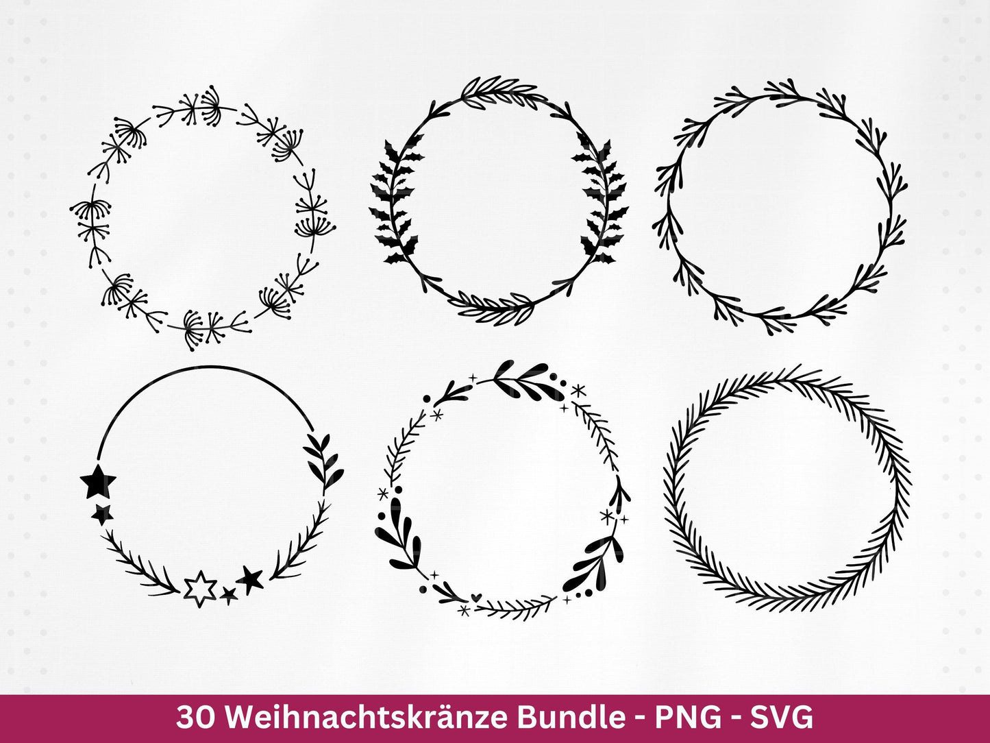 Weihnachtskränze SVG Bundle – Plotterdatei und Laserdatei | Kranz & Adventskranz Rahmen, Weihnachten | Cricut Silhouette | Geschenkidee