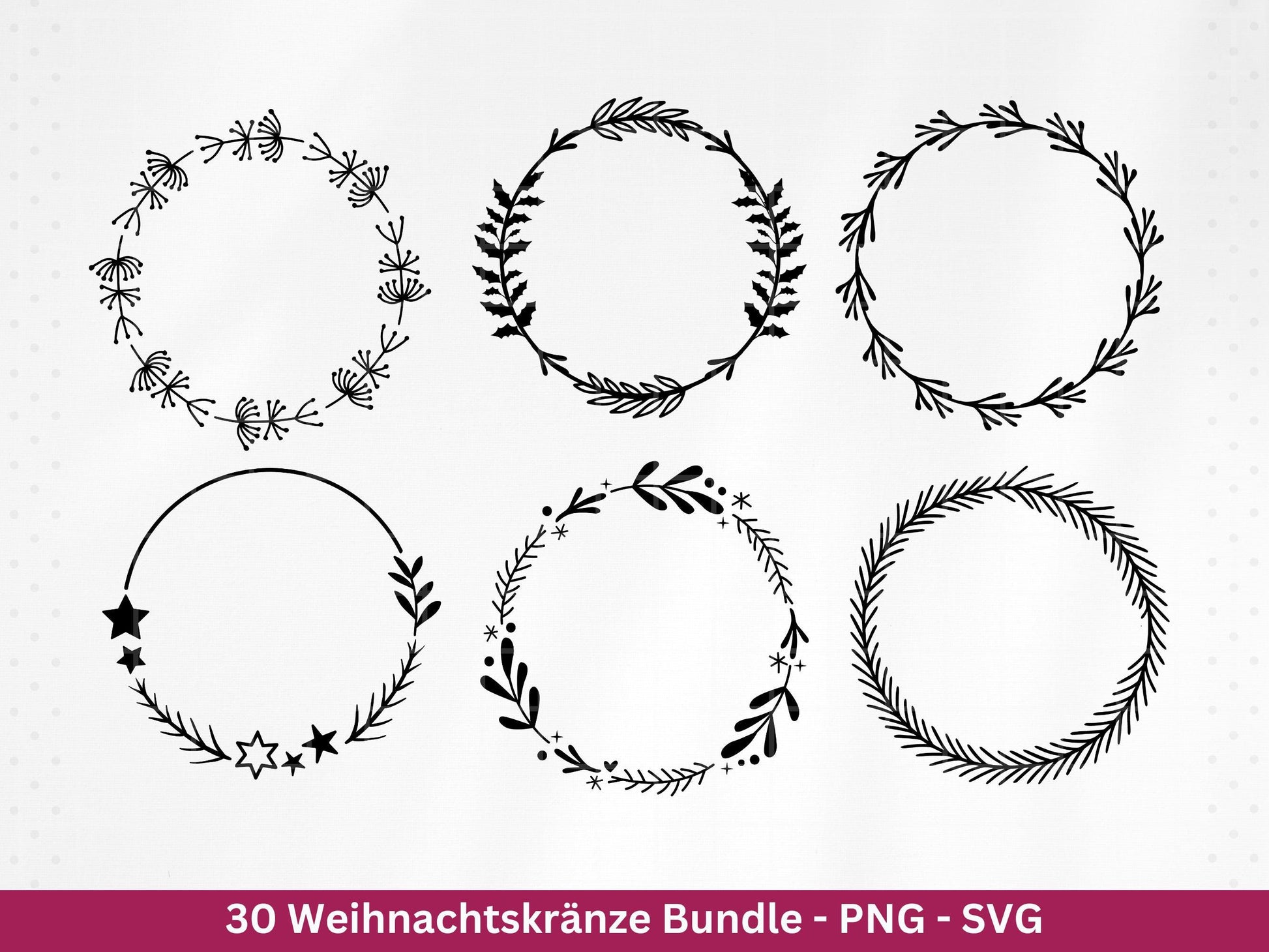 Weihnachtskränze SVG Bundle – Plotterdatei und Laserdatei | Kranz & Adventskranz Rahmen, Weihnachten | Cricut Silhouette | Geschenkidee