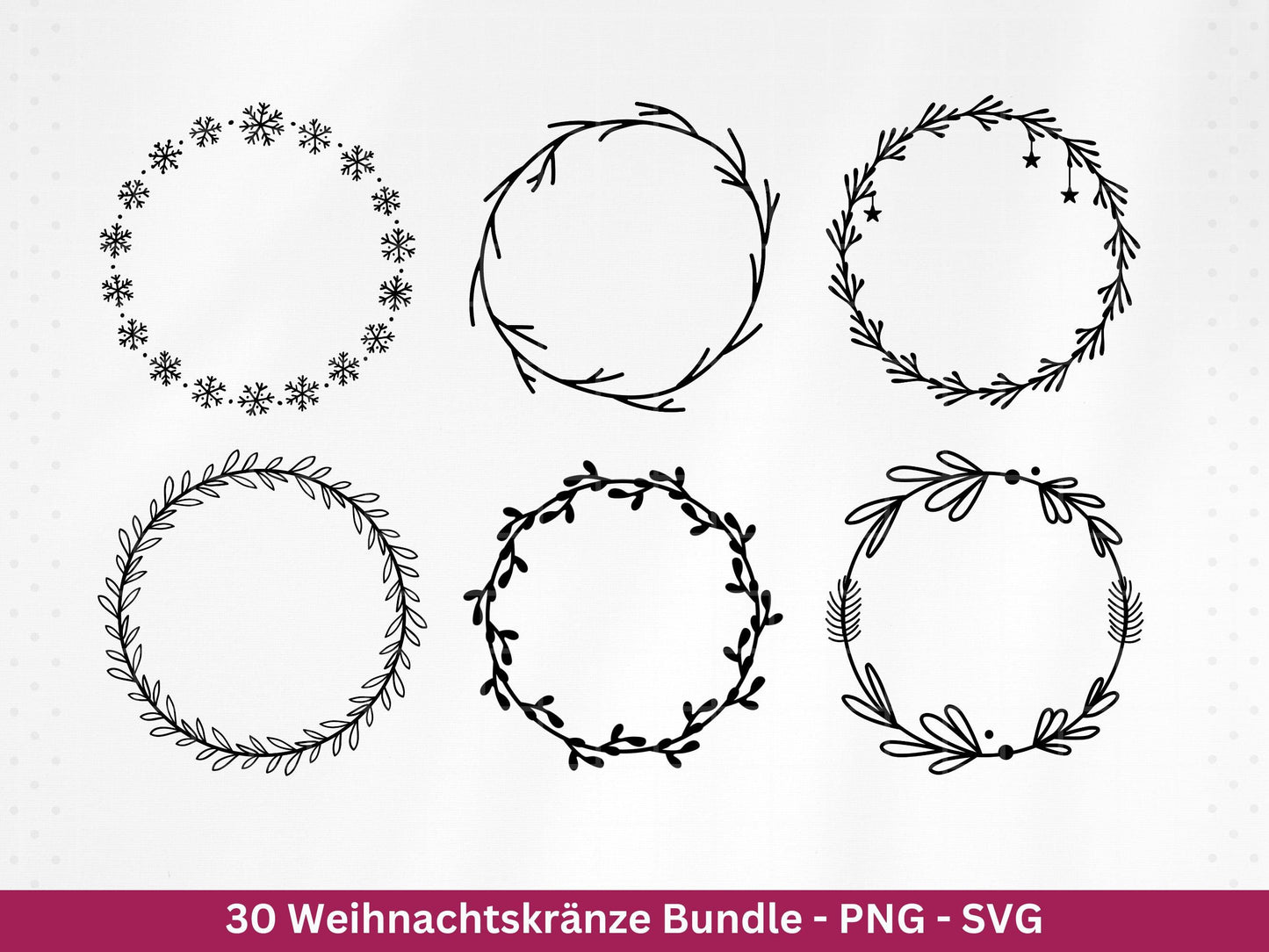 Weihnachtskränze SVG Bundle – Plotterdatei und Laserdatei | Kranz & Adventskranz Rahmen, Weihnachten | Cricut Silhouette | Geschenkidee