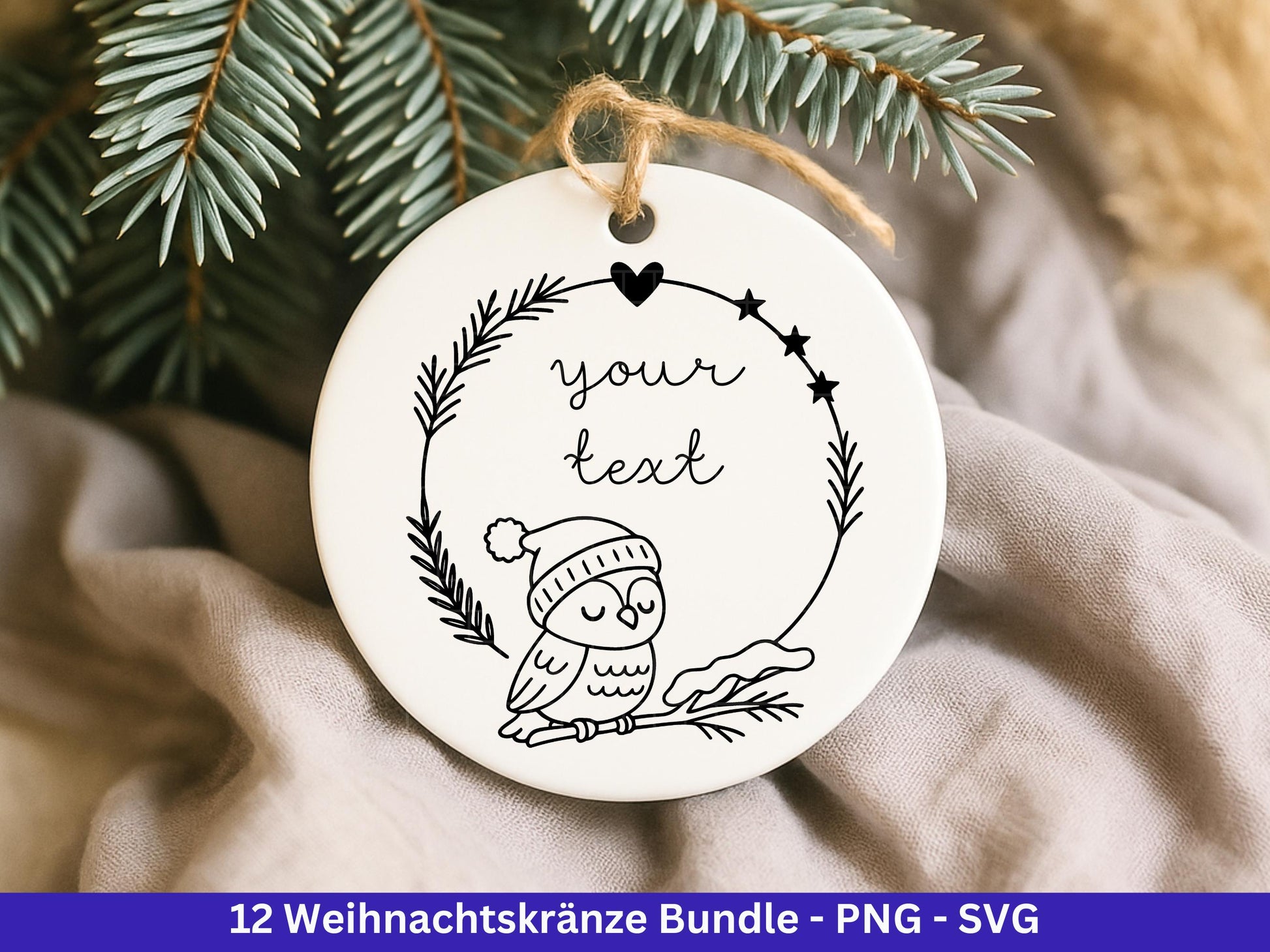 Weihnachtskränze SVG Bundle – Plotterdatei und Laserdatei | Kranz und Adventskranz Rahmen, Tiere | Cricut Datei | Geschenkidee Weihnachten