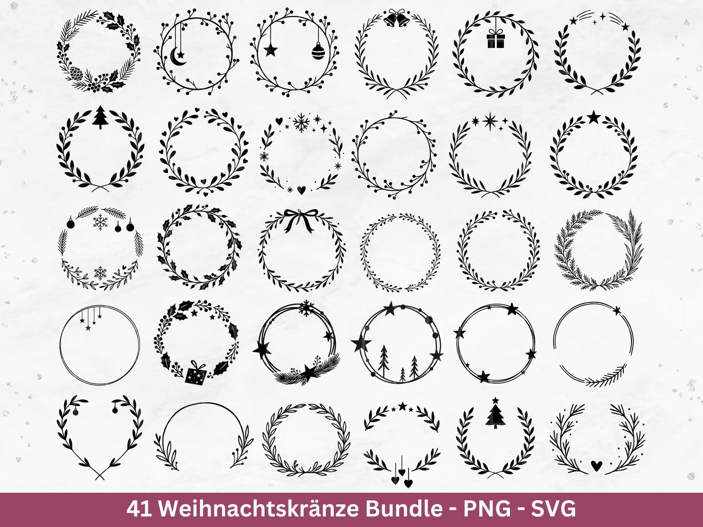 Weihnachtskränze SVG Bundle – Plotterdatei und Laserdatei | Kranz & Adventskranz Rahmen, Weihnachten | Cricut Silhouette | Geschenkidee
