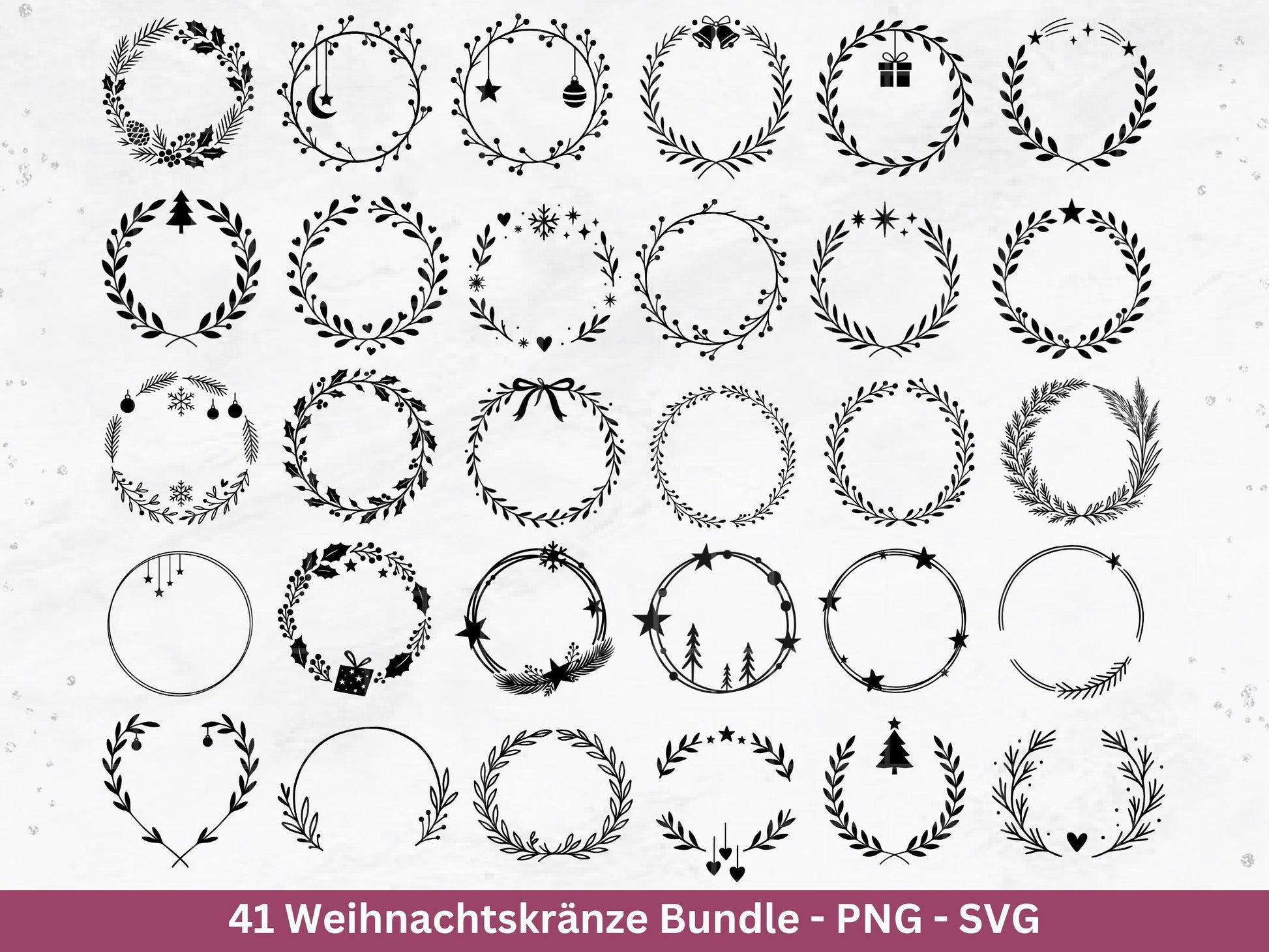 Weihnachtskränze SVG Bundle – Plotterdatei und Laserdatei | Kranz & Adventskranz Rahmen, Weihnachten | Cricut Silhouette | Geschenkidee