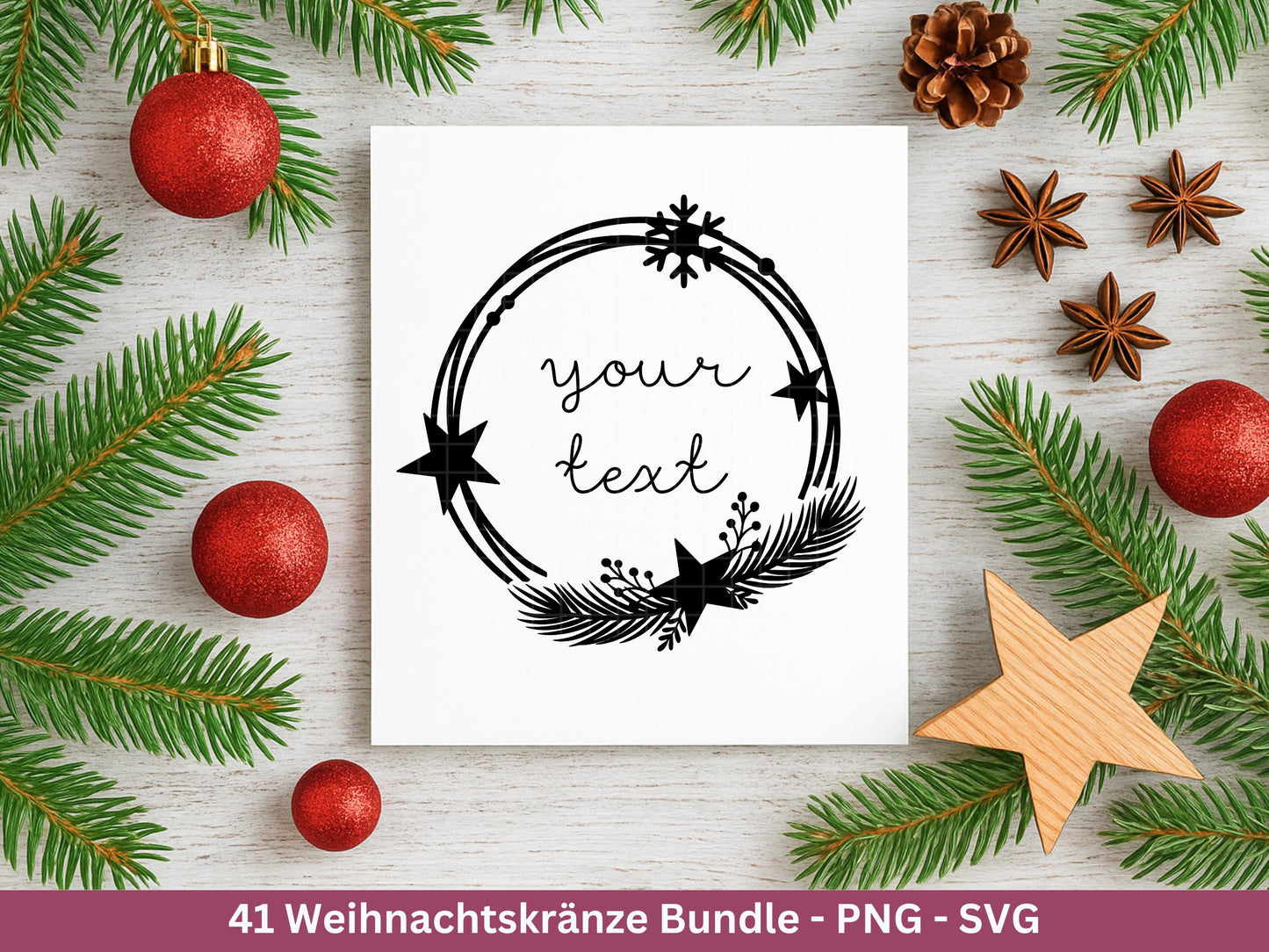 Weihnachtskränze SVG Bundle – Plotterdatei und Laserdatei | Kranz & Adventskranz Rahmen, Weihnachten | Cricut Silhouette | Geschenkidee