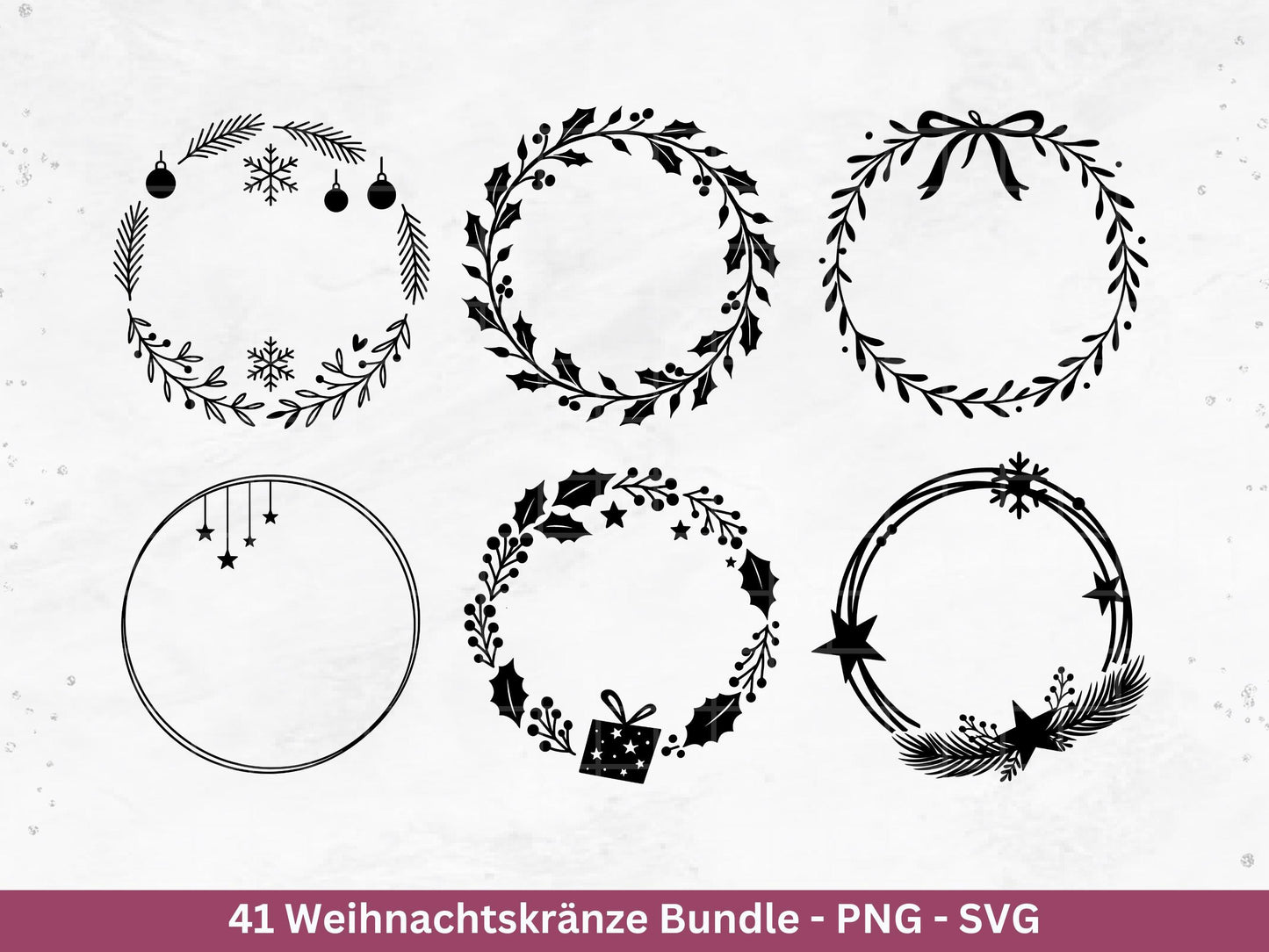 Weihnachtskränze SVG Bundle – Plotterdatei und Laserdatei | Kranz & Adventskranz Rahmen, Weihnachten | Cricut Silhouette | Geschenkidee