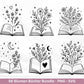 Blumenbuch SVG – Buch-SVG Bundle | Plotterdatei und Laserdatei | Offenes Buch mit Blumen/Wildblumen | Buchliebhaber | PNG Cricut Silhouette